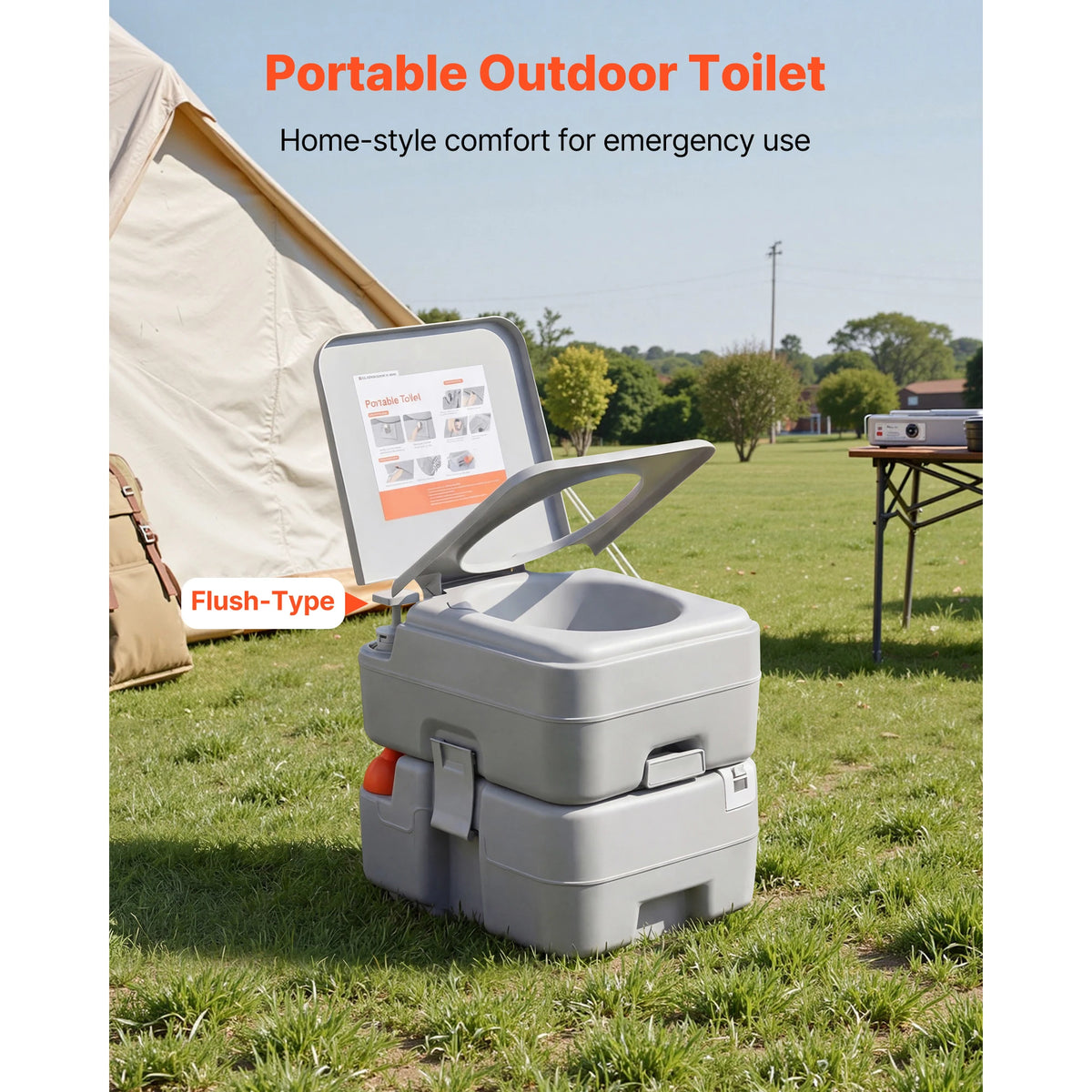 SucceBuy Portable Camping Toilet Detachable Waste Tank And Level Indicator
