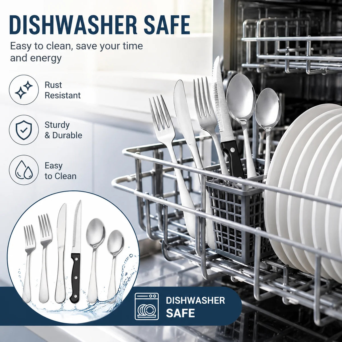 HanSmart Mirror Polished Stainless Steel Flatware Set Service For Four