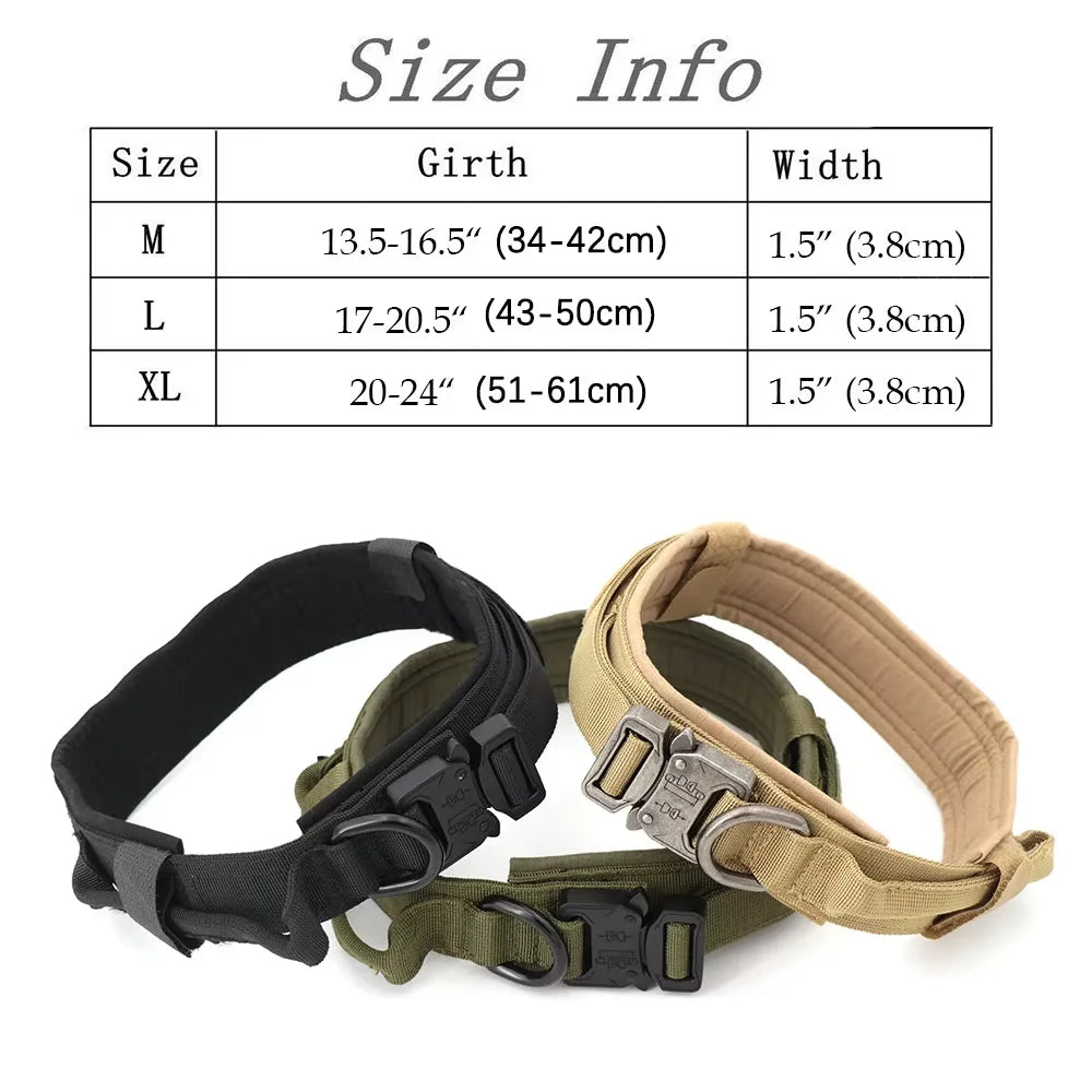 Padded Nylon Tactical Dog Collar Leash Set With Quick Release