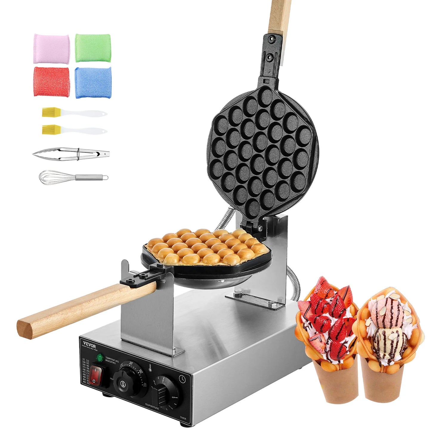 VEVOR SucceBuy Commercial Egg Bubble Waffle Maker Nonstick 1400W