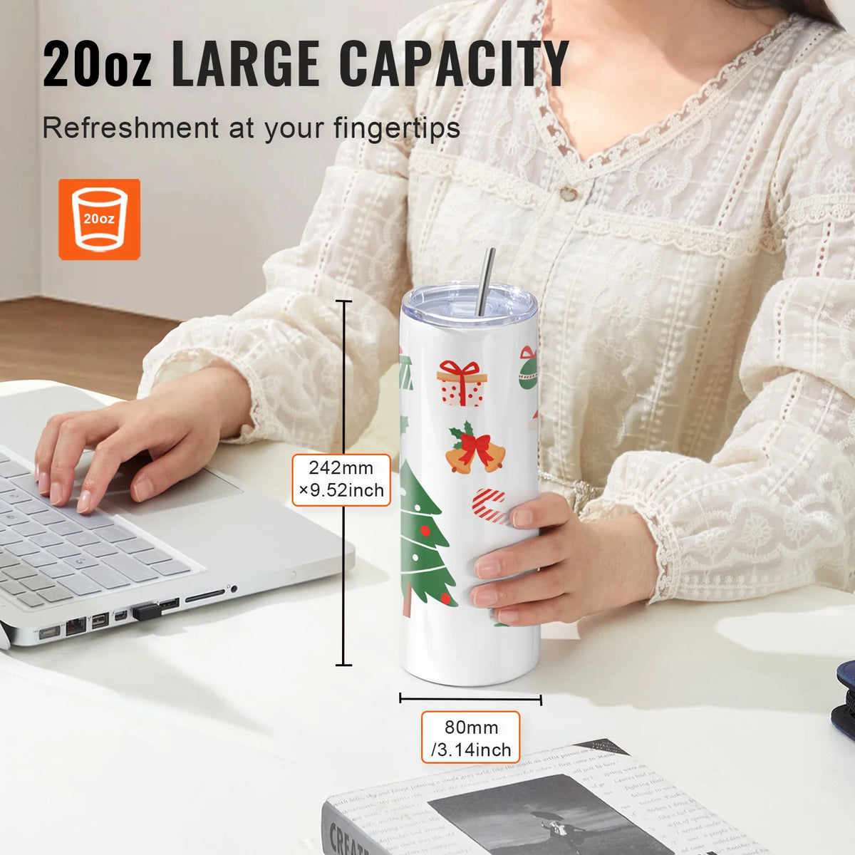 SucceBuy Straight Sublimation Tumblers Insulated Stainless Steel Double Wall