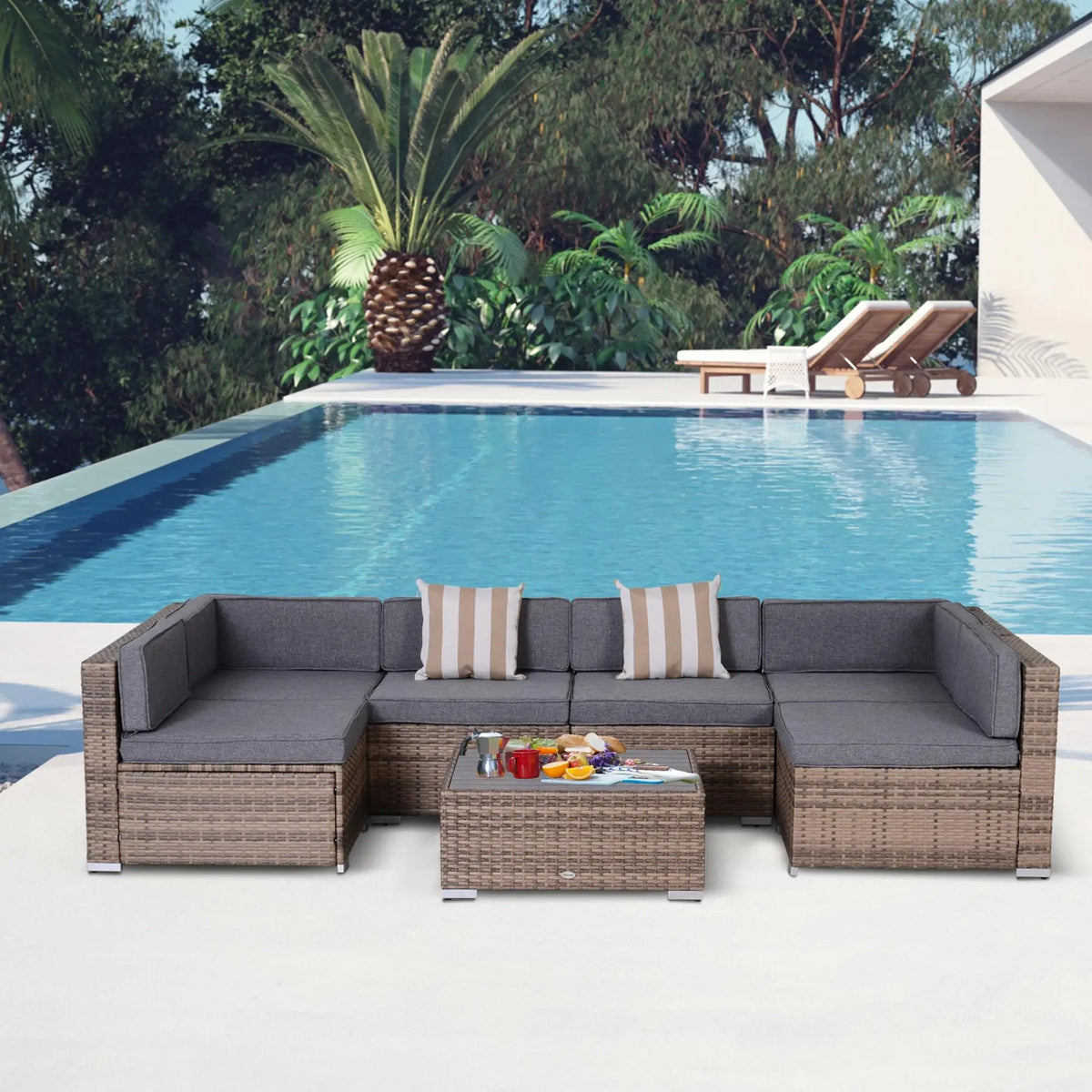 Outsunny Modular Rattan Outdoor Sectional Sofa Lounge Set