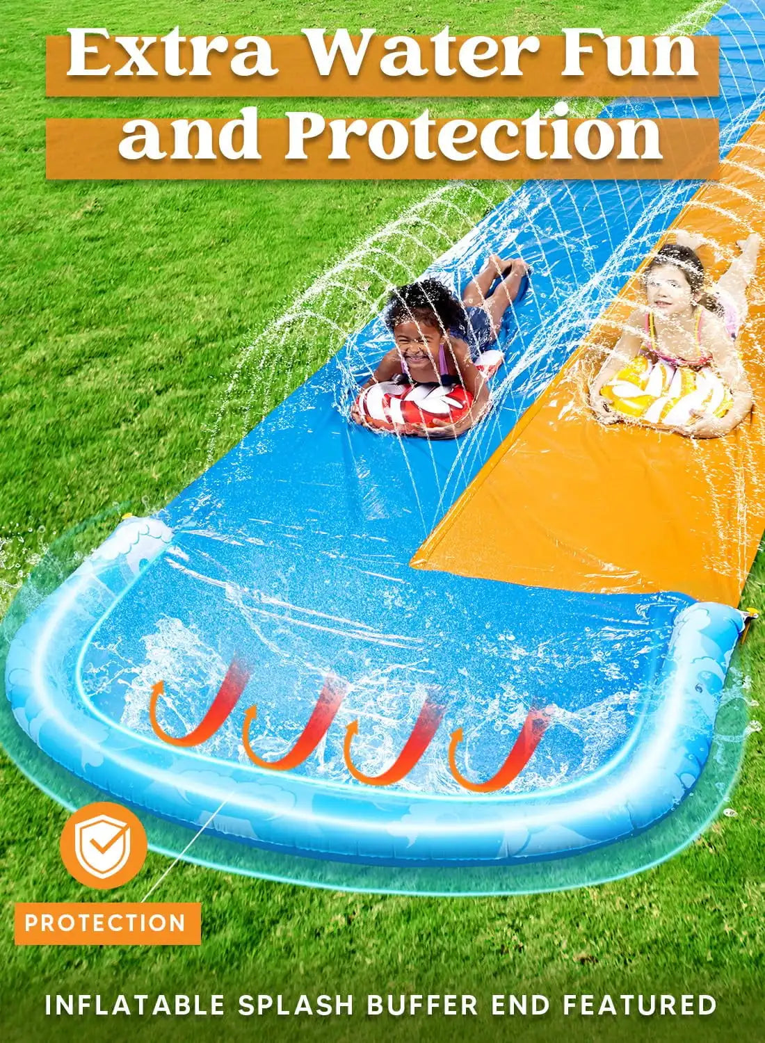 Joyfy Water Slide With Sprinkler And Bodyboards For Kids