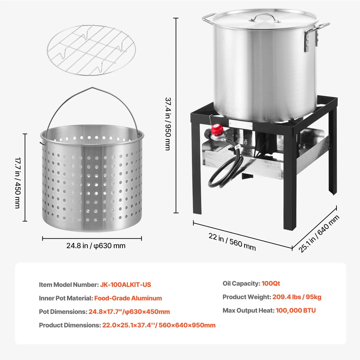 SucceBuy Seafood Boiling Kit With Strainer Aluminum Stockpot Steamer