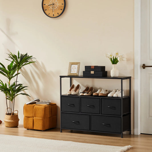 JHK Metal Shoe Cabinet TV Stand Storage With 5 Drawers