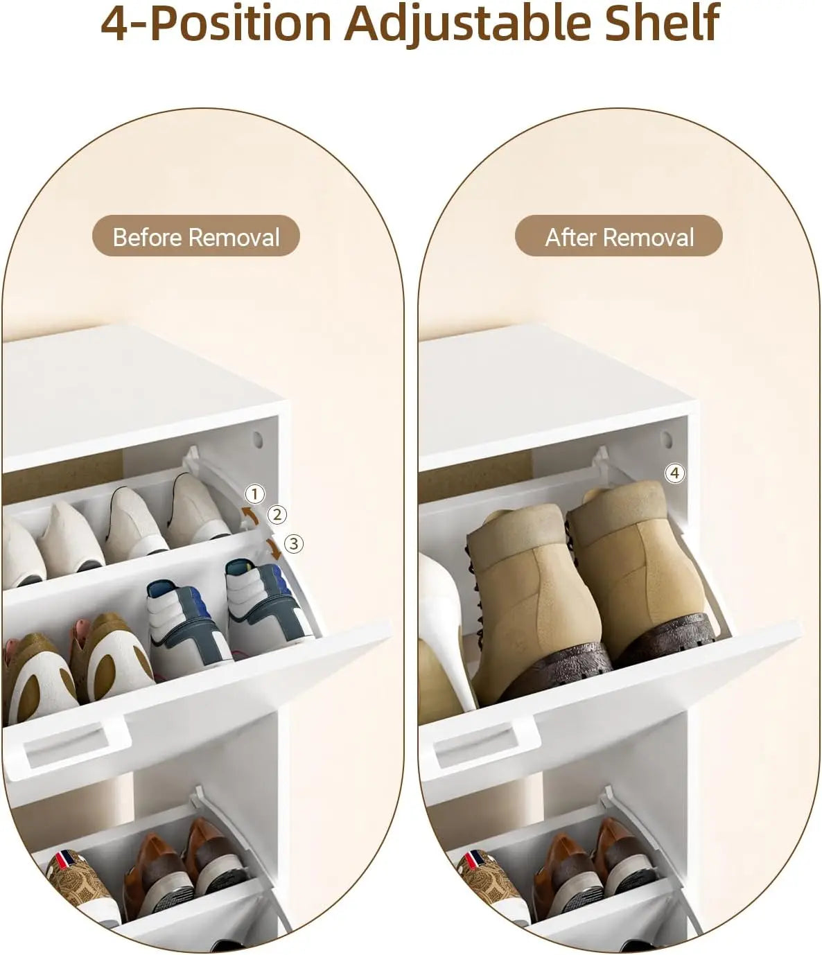 Wooden Freestanding Shoe Cabinet Flip Drawers Hidden Storage Organizer