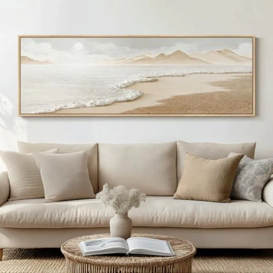 Framed Boho Coastal Beach Wall Art For Living Room Canvas