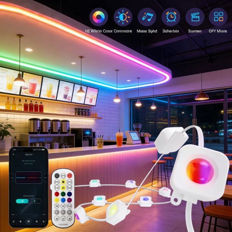 GCTECHING Waterproof Permanent Outdoor LED String Lights for Eaves