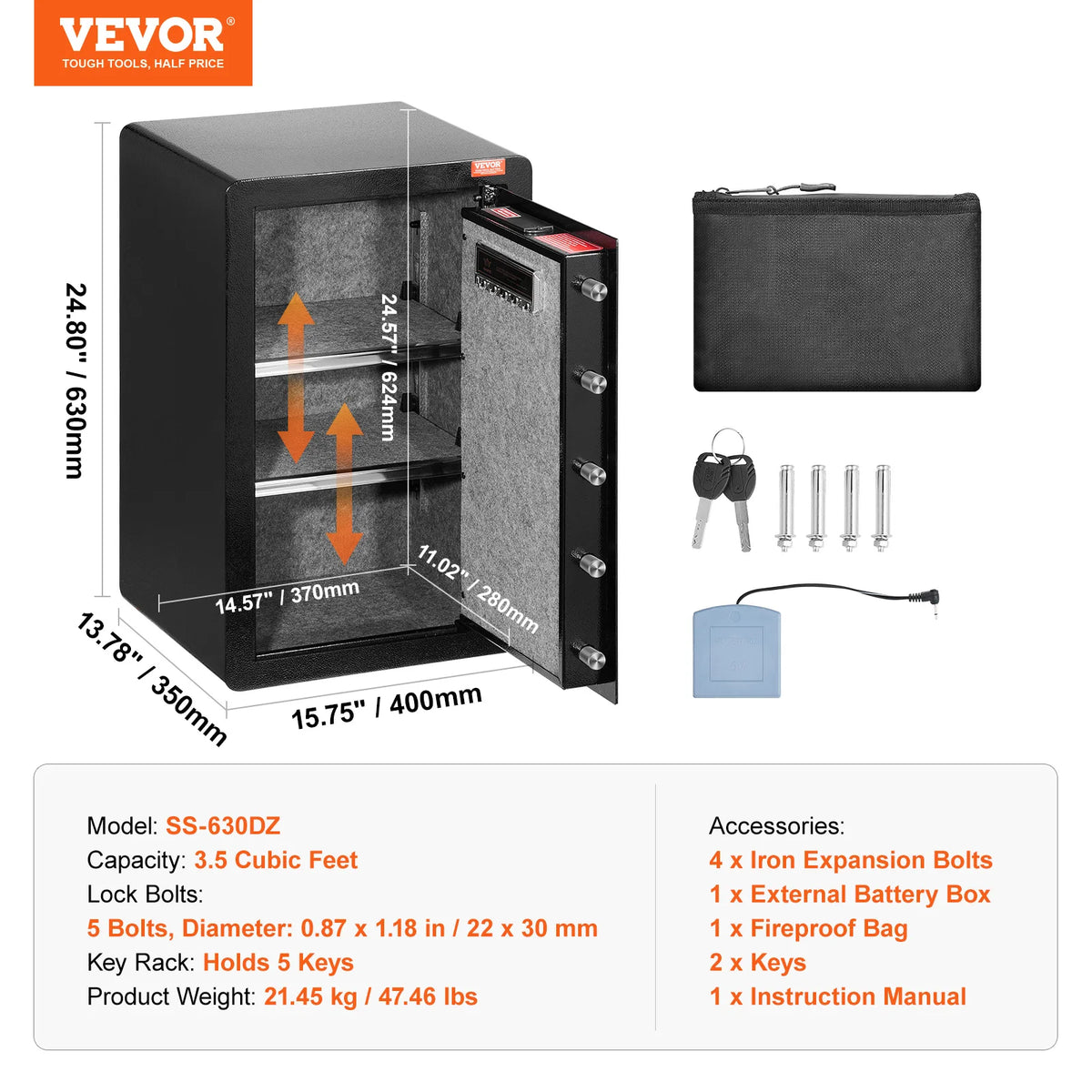 SucceBuy Fingerprint Safe Box With Key Lock And Fireproof Bag