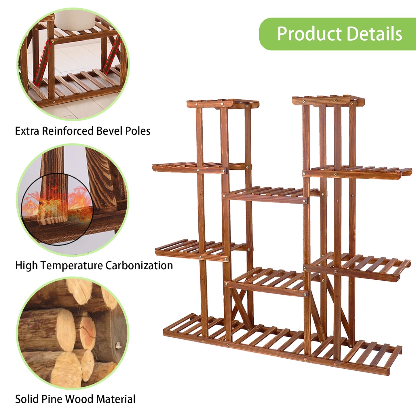 Wisfor Wooden Plant Shelf Multi Tier Indoor Outdoor Display Stand
