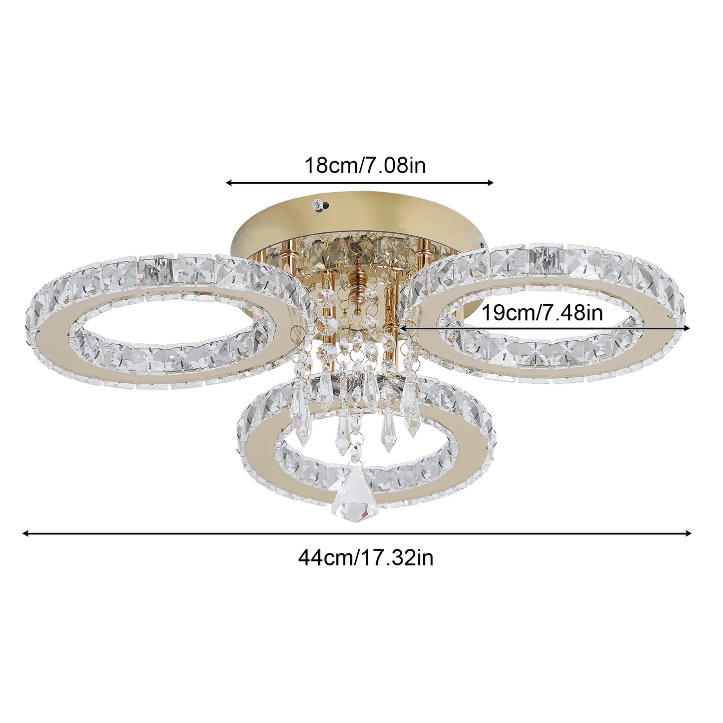 VETRULUS Crystal LED Ceiling Light Chandelier for Living Room Dining