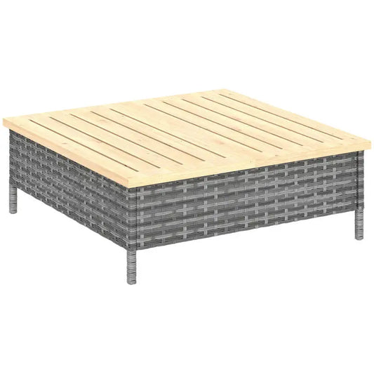 PE Rattan Outdoor Side Table With Fir Wood Top Resistant