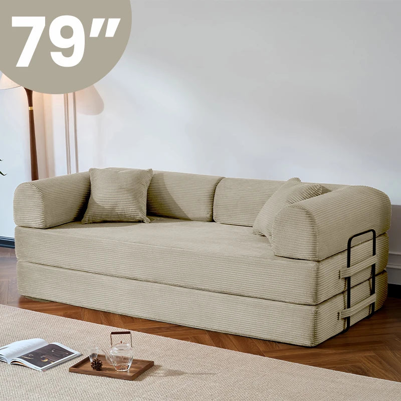 Corduroy Upholstered Convertible Sofa Bed Loveseat Sleeper Living Room