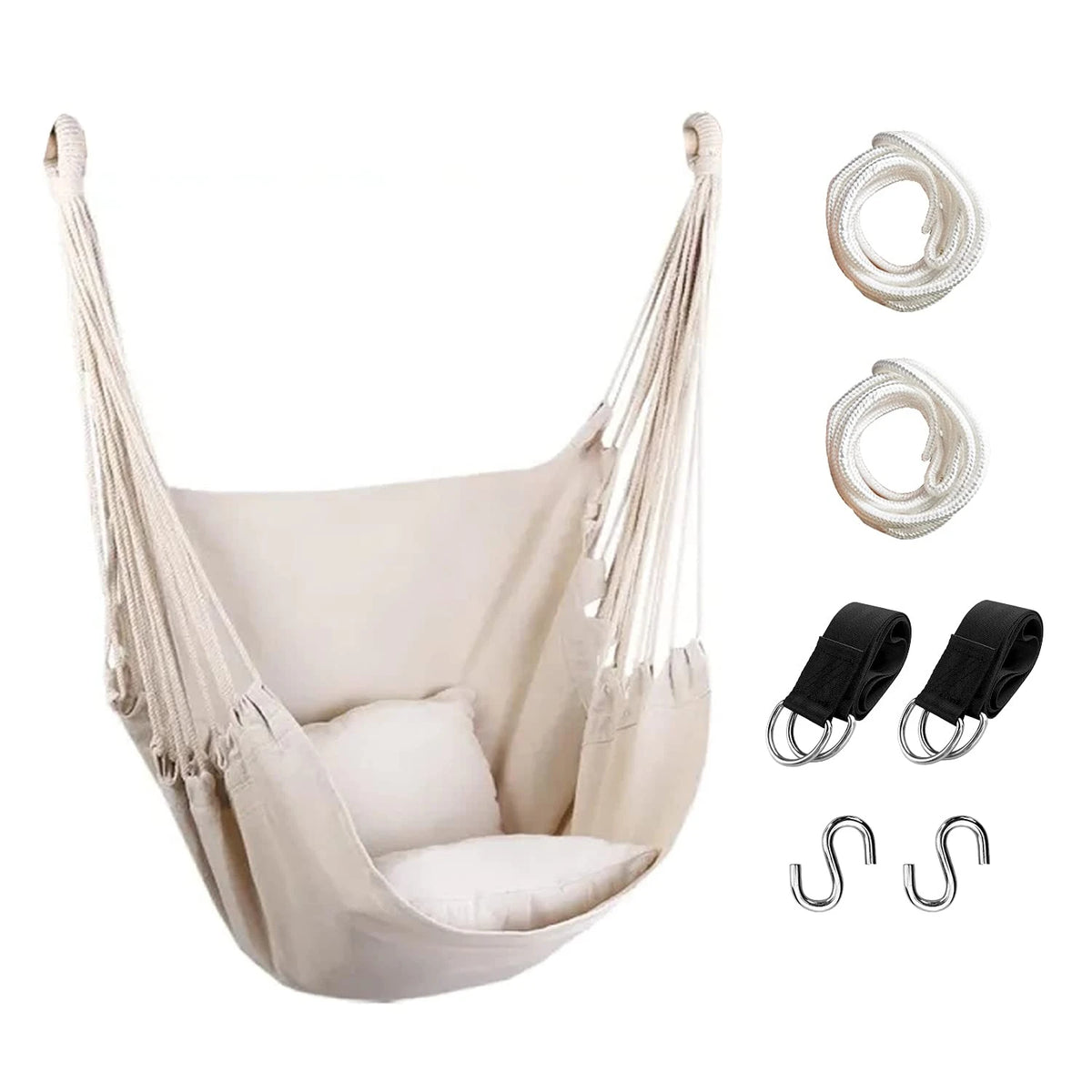 Upgraded Patio Hanging Hammock Chair With Cushions And Binding Rope