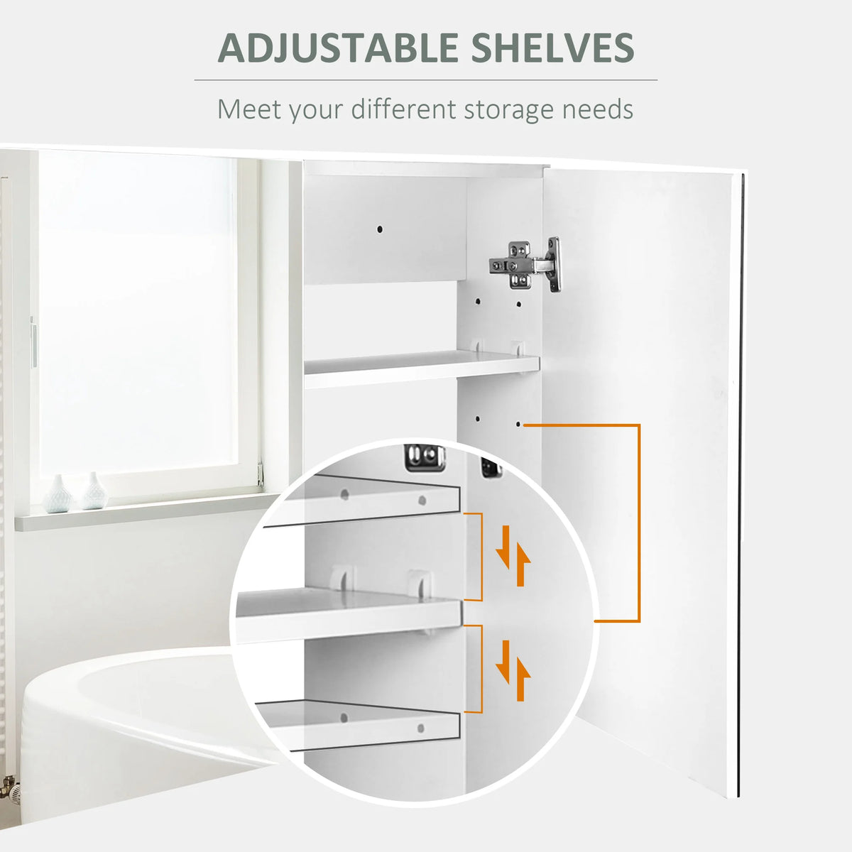 HOMCOM Double Door Wall Mounted Bathroom Medicine Cabinet With Mirror