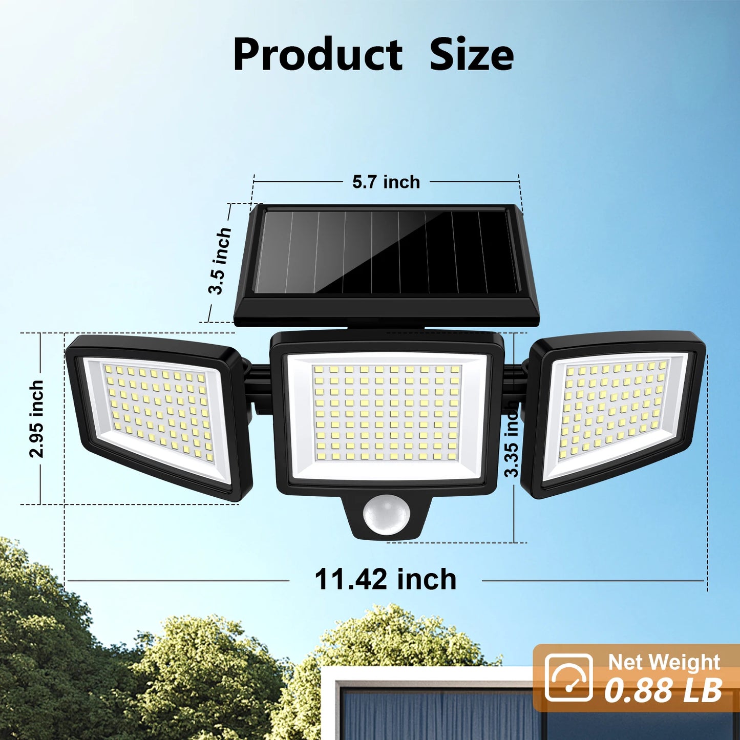 SZRSTH Outdoor Solar Motion Sensor Lights 2800LM 1400mAh Pack 3