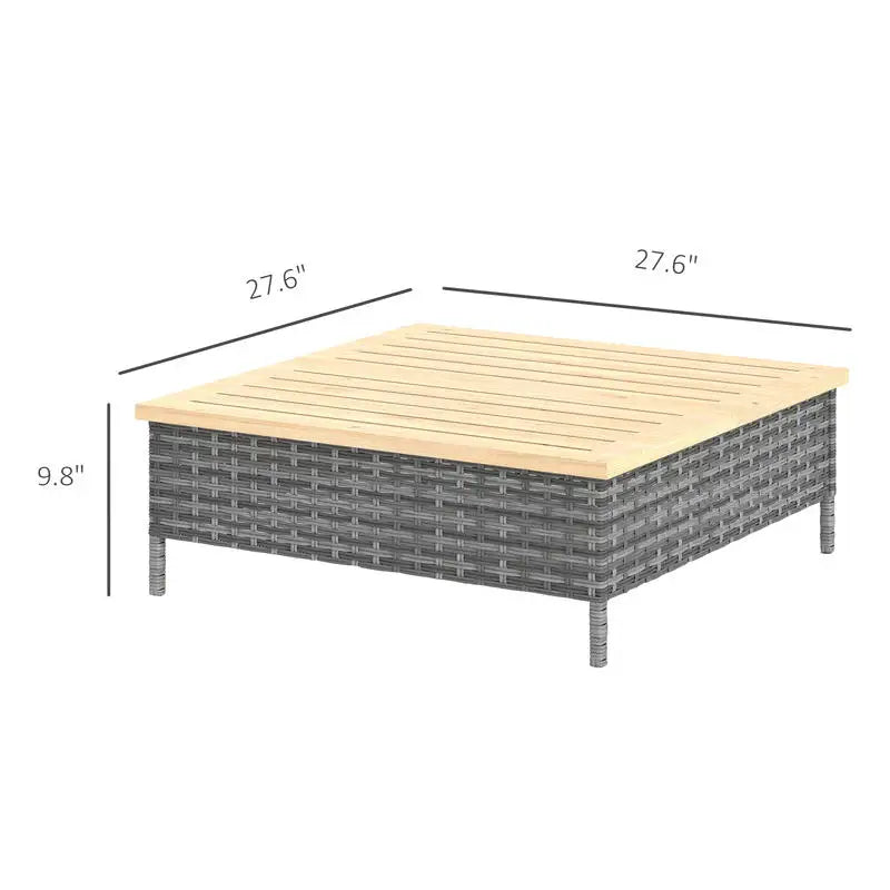 PE Rattan Outdoor Side Table With Fir Wood Top Resistant
