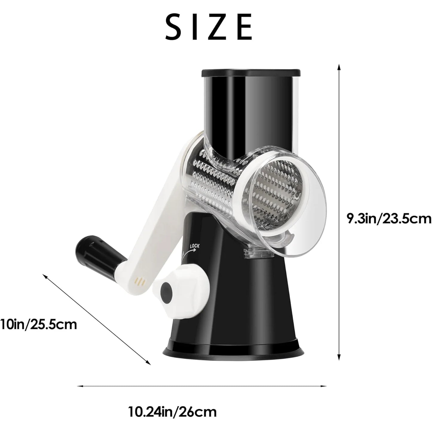 SHFY Stainless Steel Rotary Drum Grater 3 In 1 Slicer