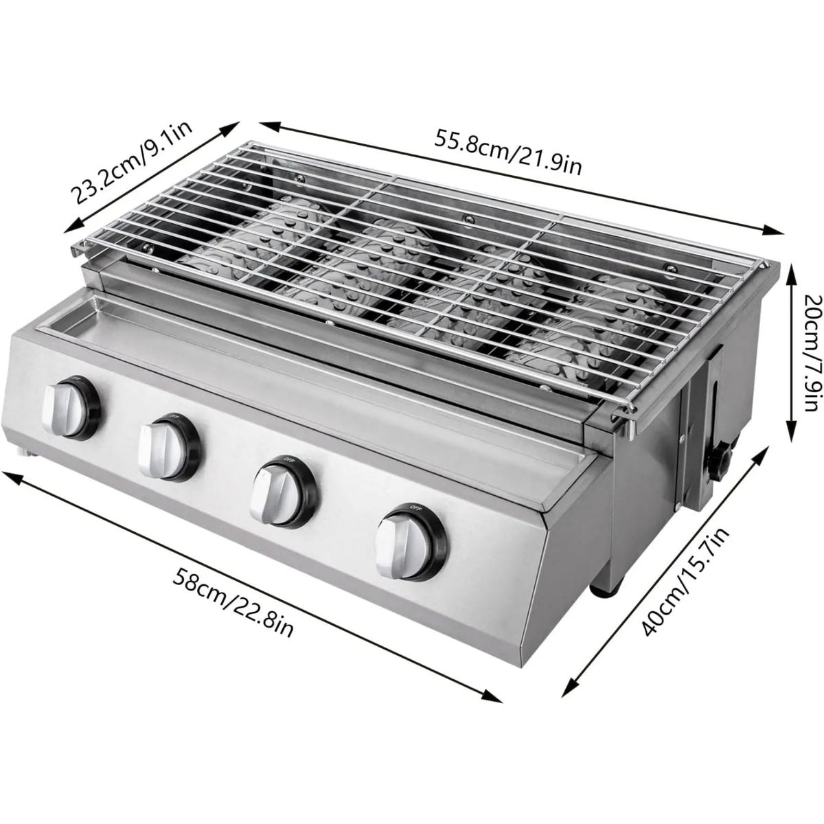 Professional Four Burner Stainless Steel Propane Gas Grill For Camping