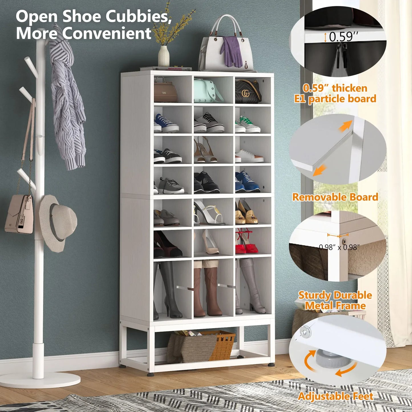 Tribesigns Wooden Shoe Cabinet Storage Rack Stand Display Organizer Home