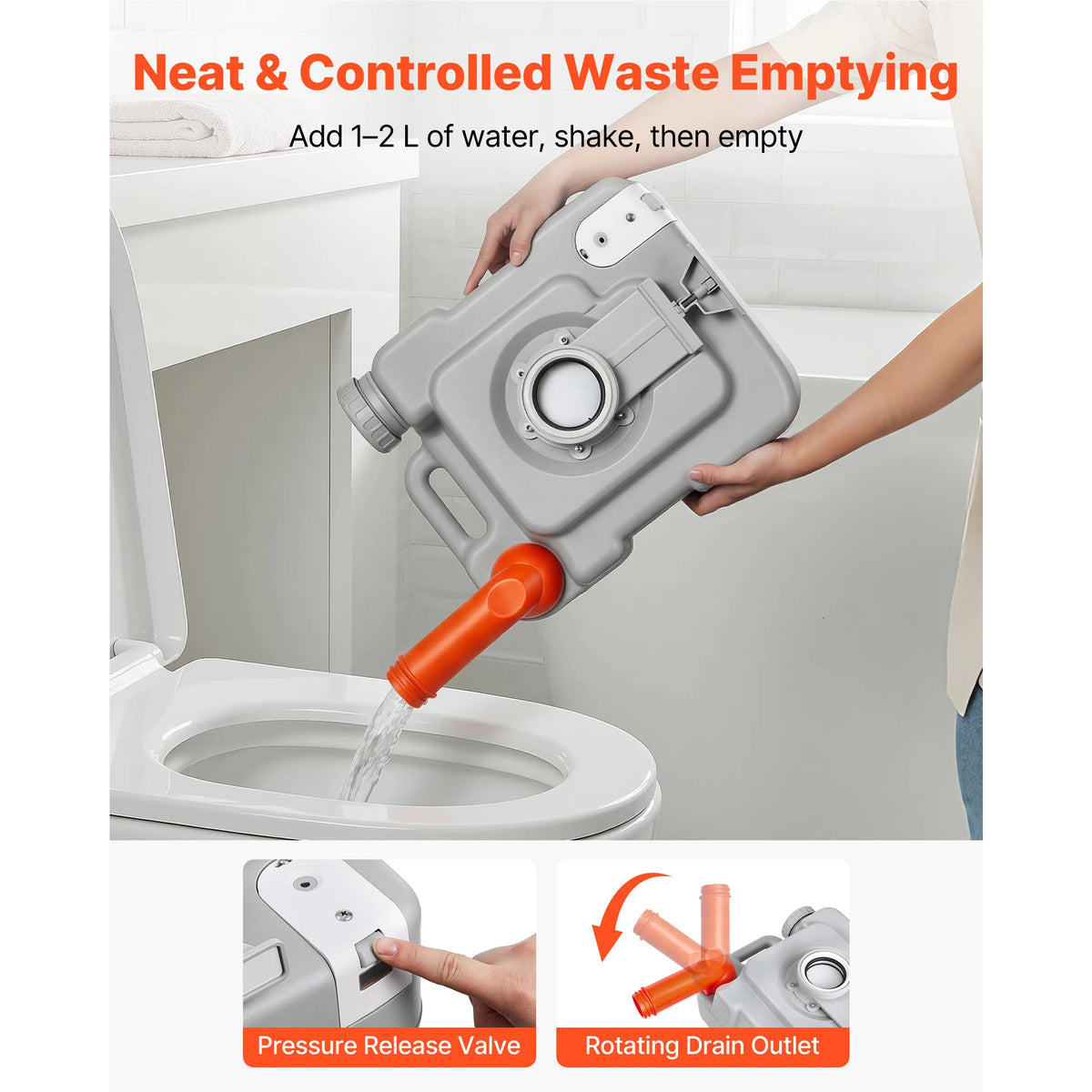 SucceBuy Portable Camping Toilet Detachable Waste Tank And Level Indicator