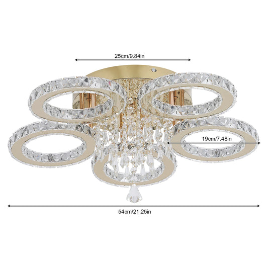 VETRULUS Crystal LED Ceiling Light Chandelier for Living Room Dining