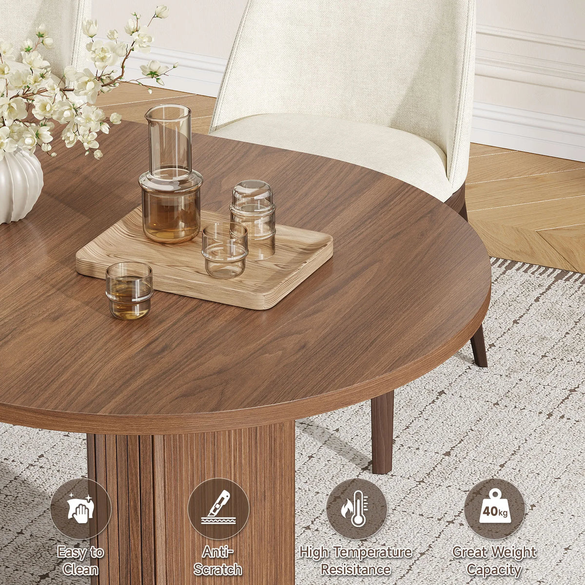 Onbrill Modern Oval Dining Table Featuring Integrated Led Lighting