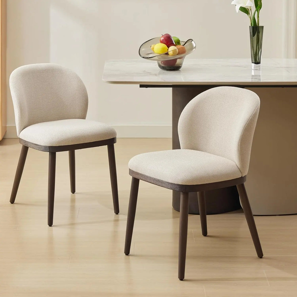 HiMISS Modern Upholstered Dining Chairs With Ergonomic Wood Legs