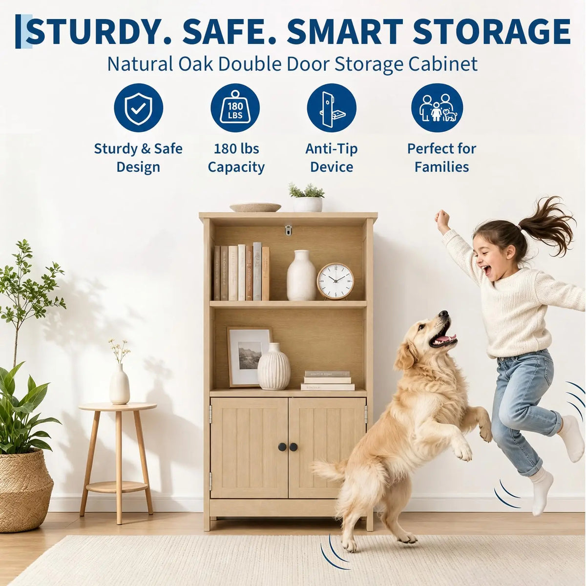 HiMISS Farmhouse Bathroom Storage Cabinet With Adjustable Shelves for Home Organization