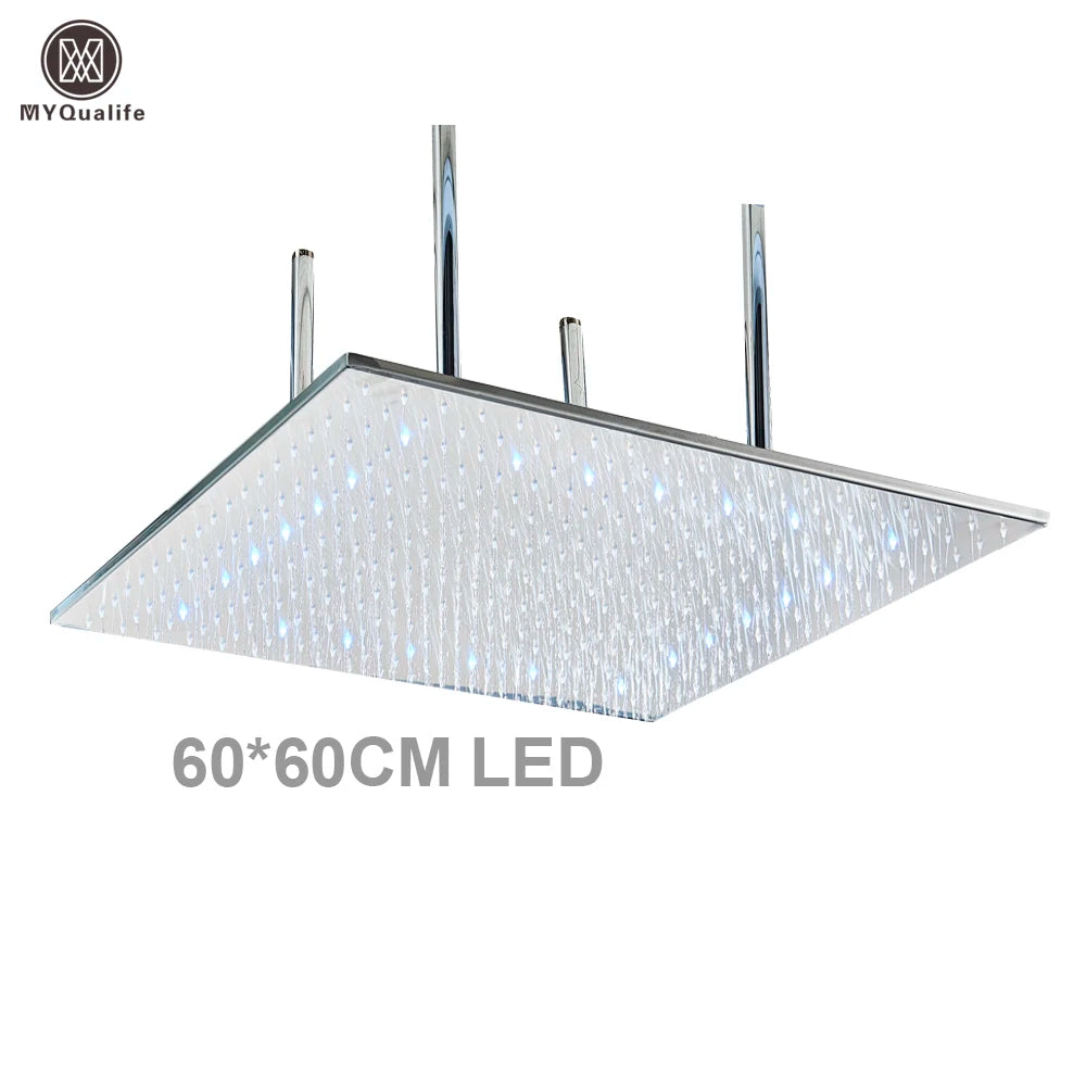 MYQualife LED Rainfall Shower Head Ceiling Mounted