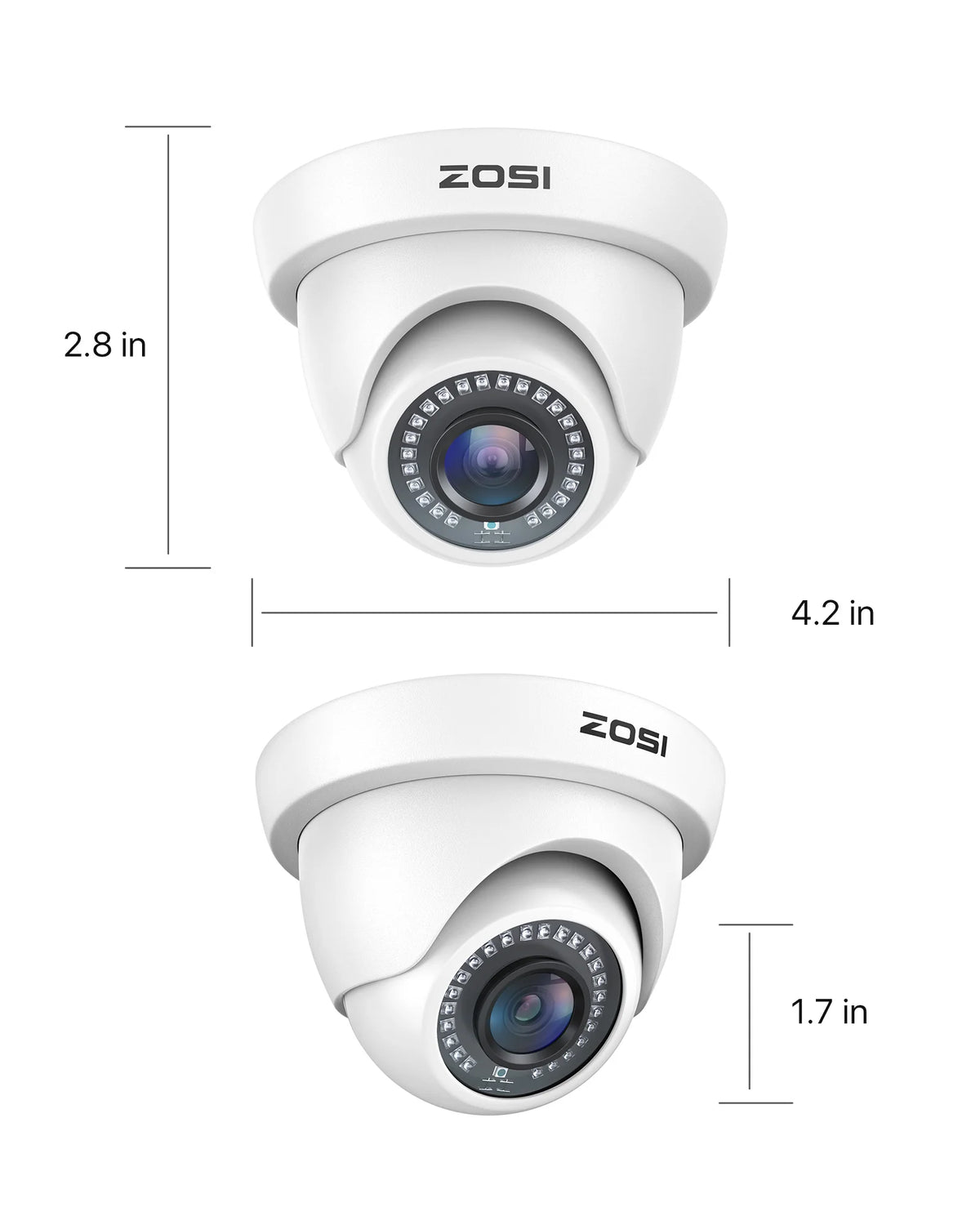 ZOSI Wired Dome Security Camera With Infrared Night Vision