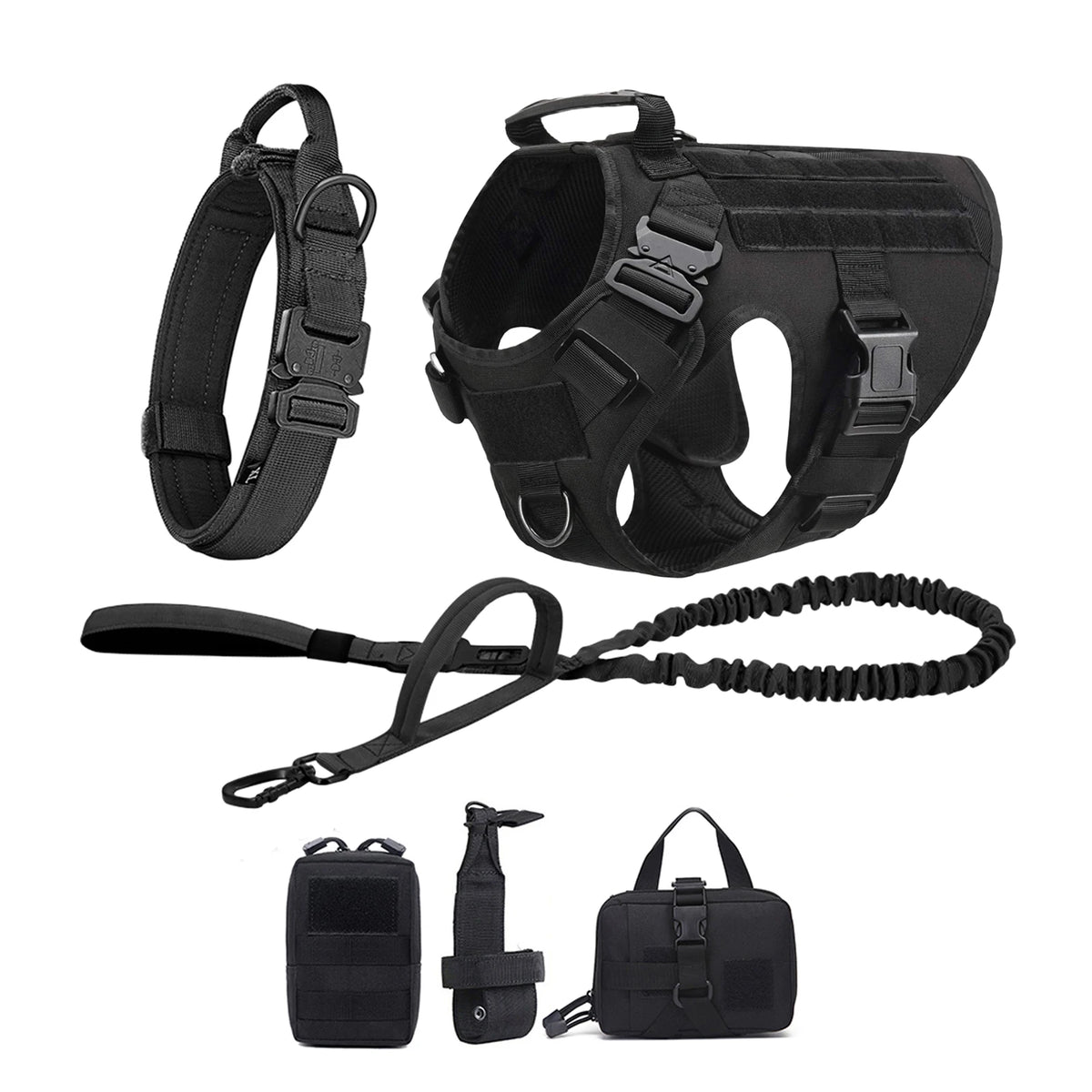 Tactical Nylon Dog Harness With Molle Pockets And Quick Release