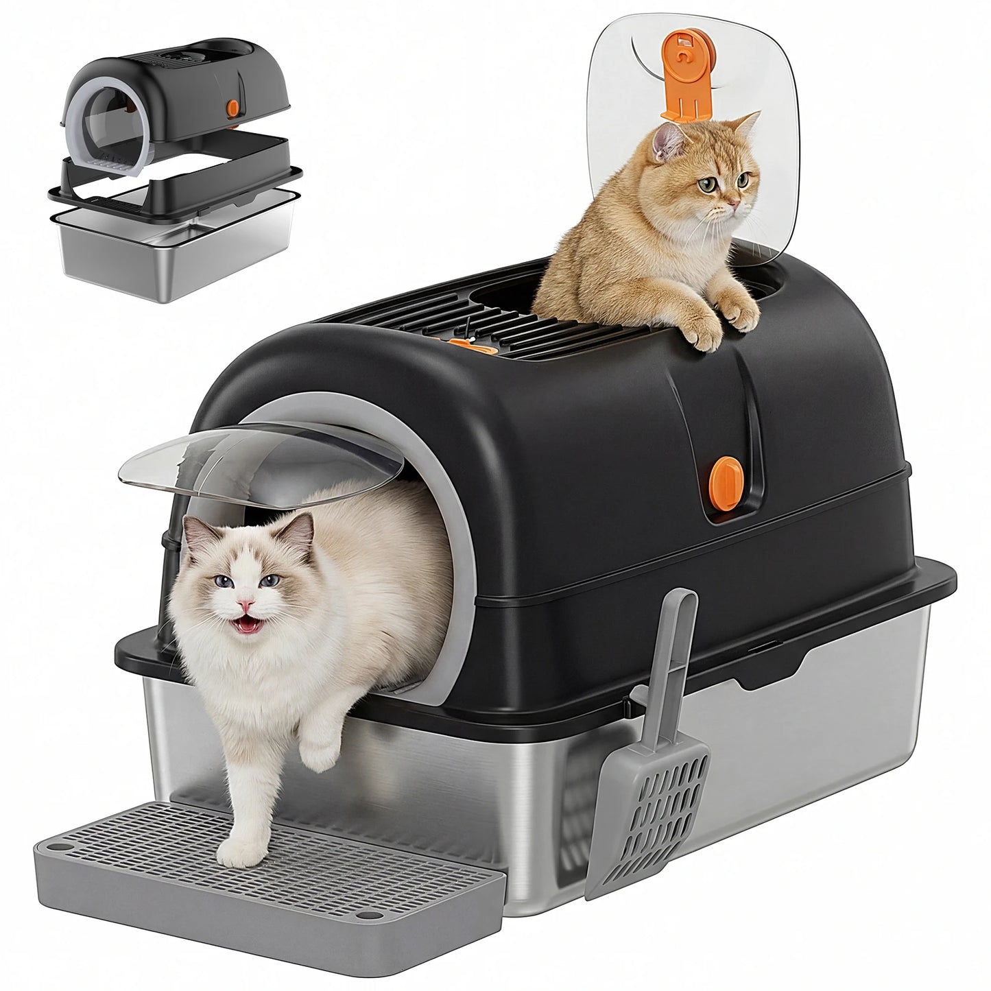 Stainless Steel Cat Litter Box Fully Enclosed For Cats