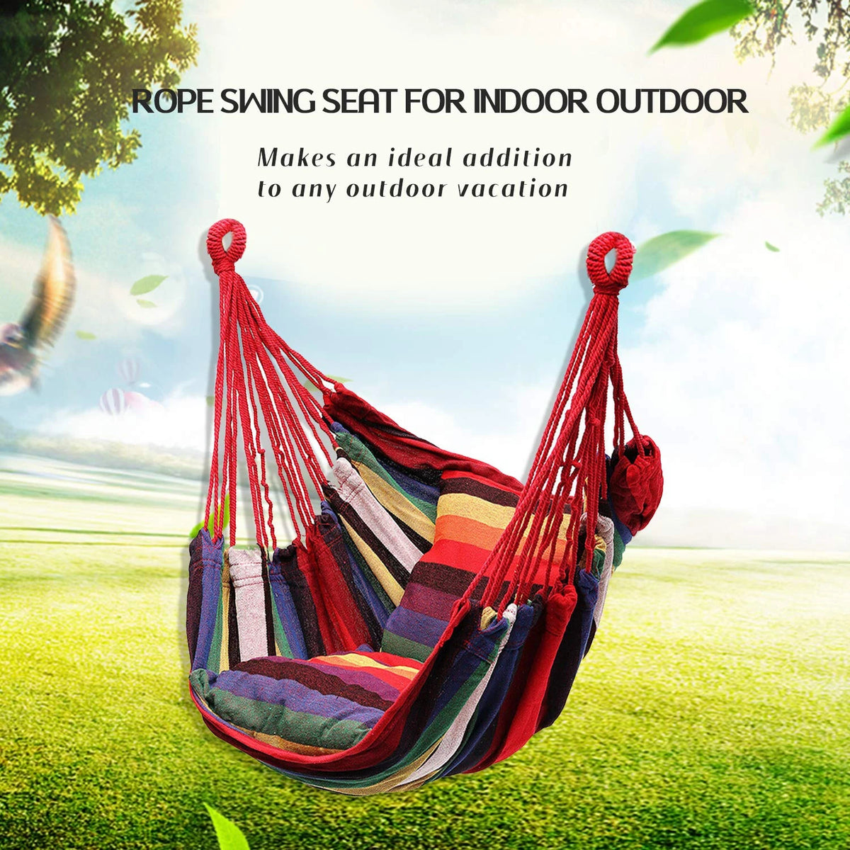 Upgraded Patio Hanging Hammock Chair With Cushions And Binding Rope