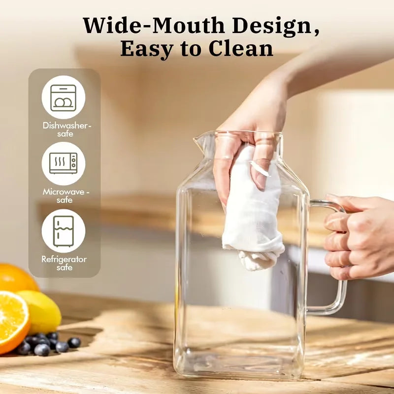 Borosilicate Glass Pitcher With Lid And Spout For Beverages