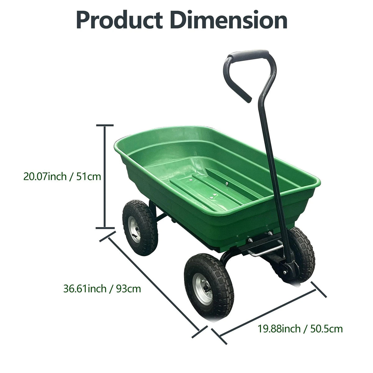 HiMISS Heavy Duty Four Wheel Garden Dump Utility Cart