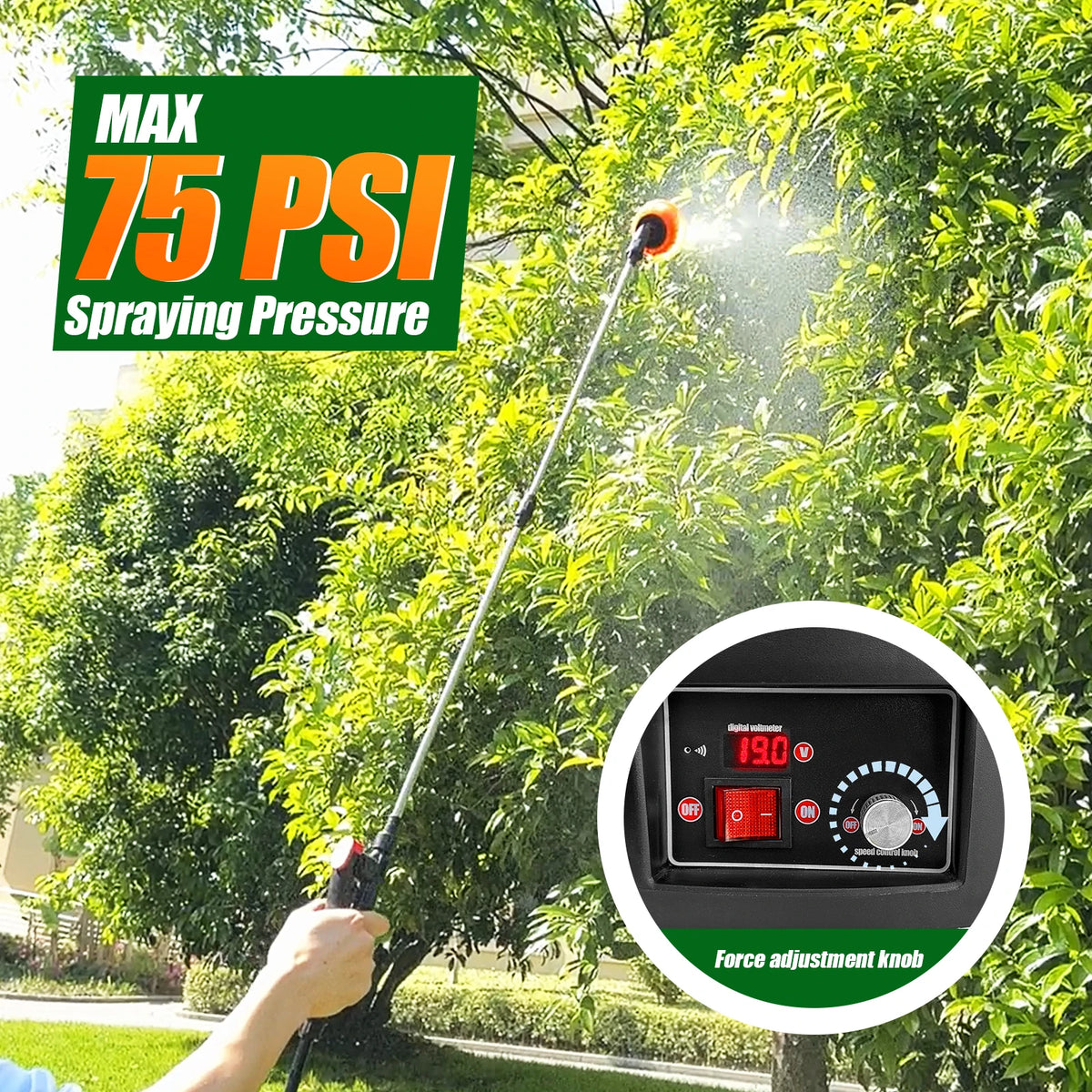 Electric Backpack Garden Sprayer With Telescopic Wand And Five Nozzles
