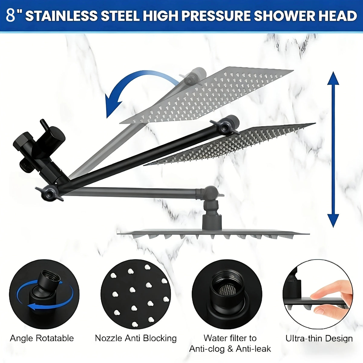 Stainless Steel Multifunctional Wall Mount Shower Set With Handheld