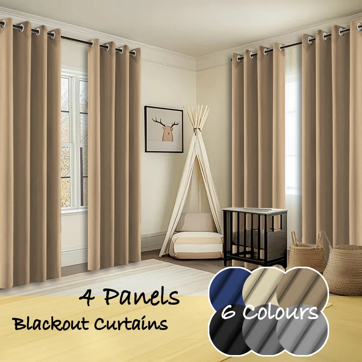 Thermal Insulated Blackout Curtains Room Darkening Ring Top Panels