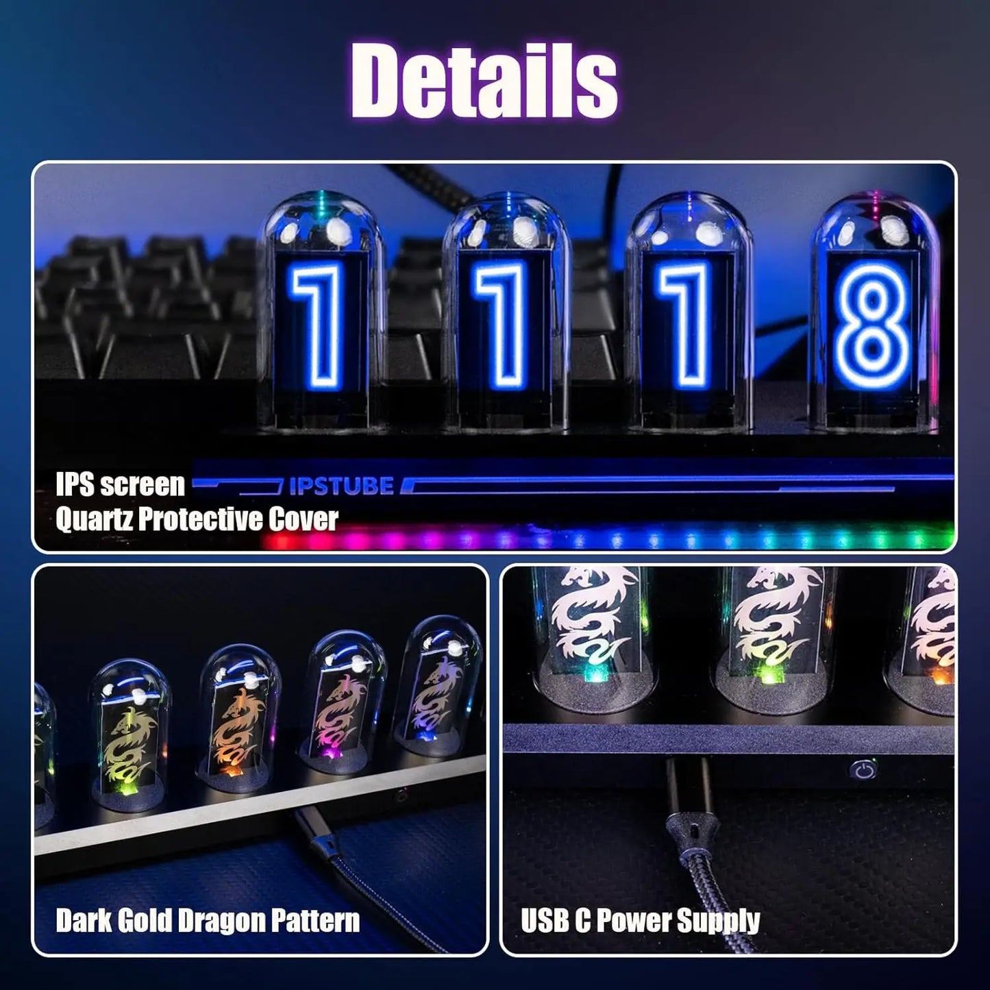 Aiopp Night Light Nixie Tube Clock Kit With 3 Modes