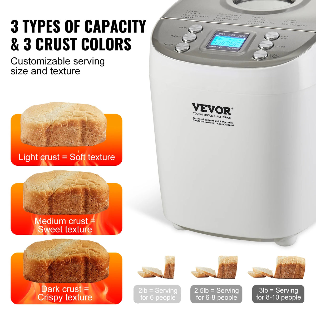 SucceBuy 15 Function Automatic Bread Maker With Gluten Free Settings