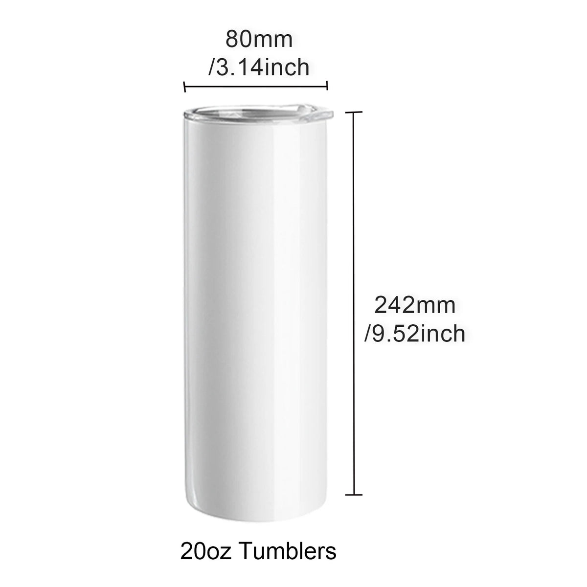 SucceBuy Straight Sublimation Tumblers Insulated Stainless Steel Double Wall