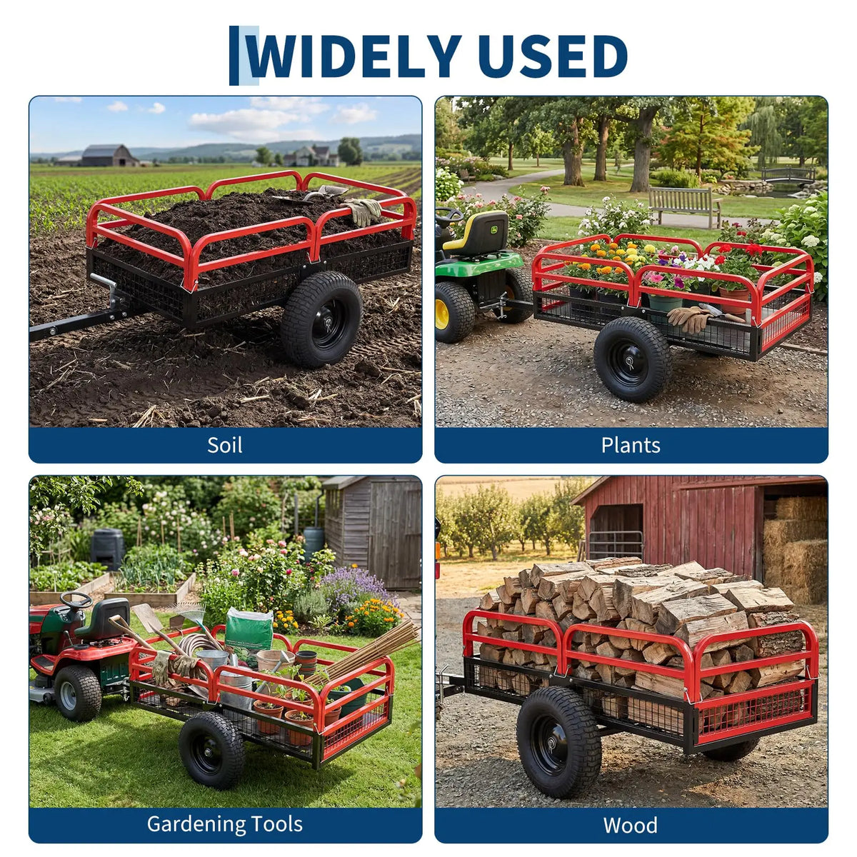HiMISS Heavy Duty Steel Dump Trailer Cart for ATV UTV
