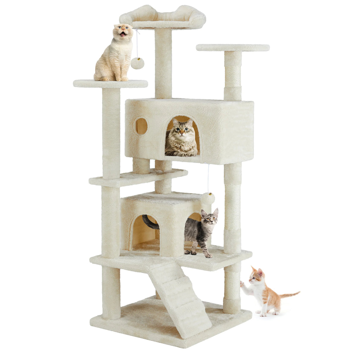 MCQ Cat Tree Tower with Hemp Scratching Posts and Platform