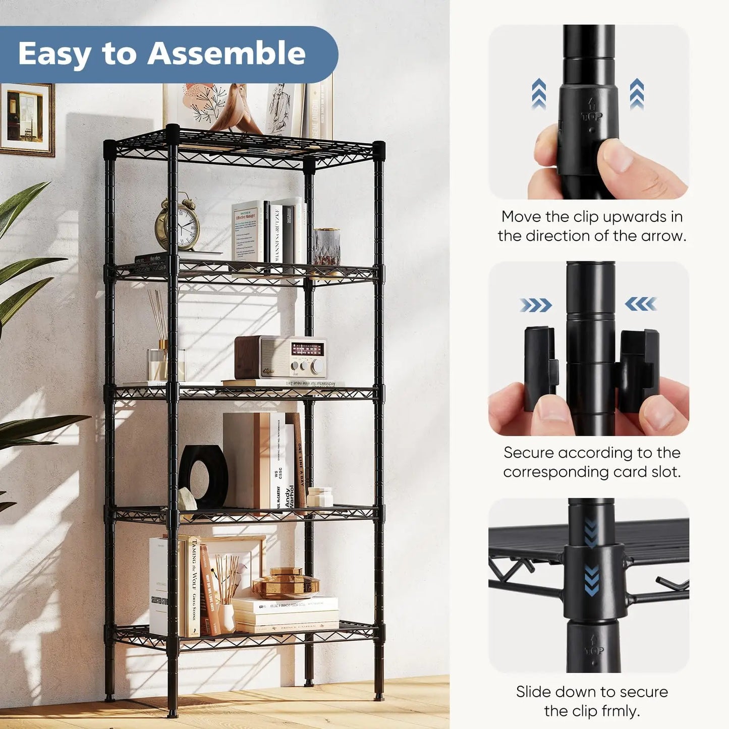 JHK 3 Tier Metal Wire Storage Shelves Heavy Duty Rack
