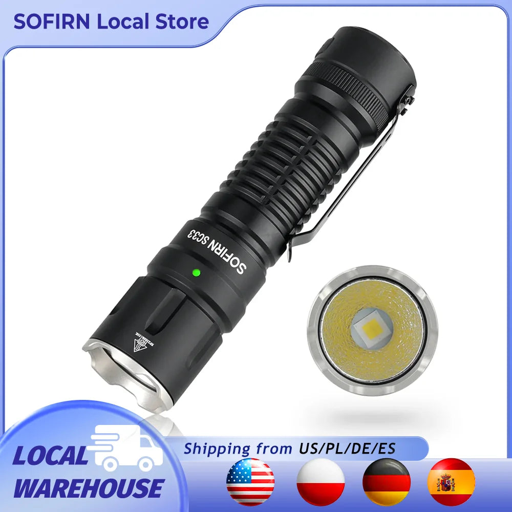 Sofirn SC33 XHP70.3 HI Rechargeable Tactical LED Searchlight Flashlight