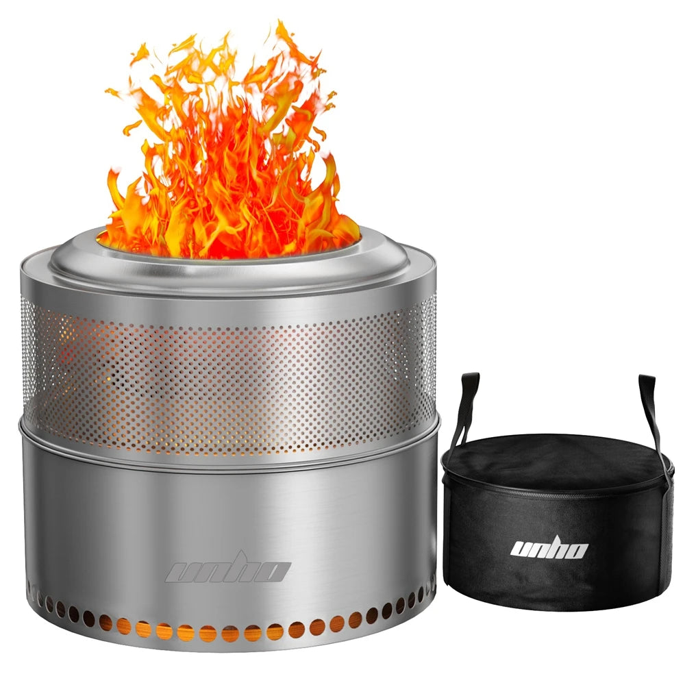 Smokeless Outdoor Fire Pit Stove Stainless Steel Camping Chiminea