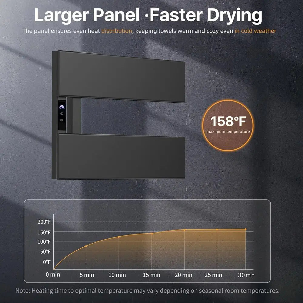 Smart Electric Heated Towel Warmer Rack Wall Mounted Timer Control