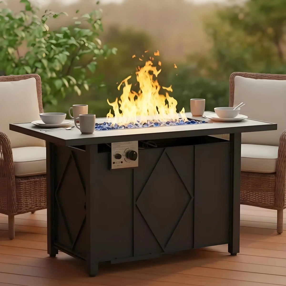 Jhk Outdoor Propane Fire Pit Table With Modern Design