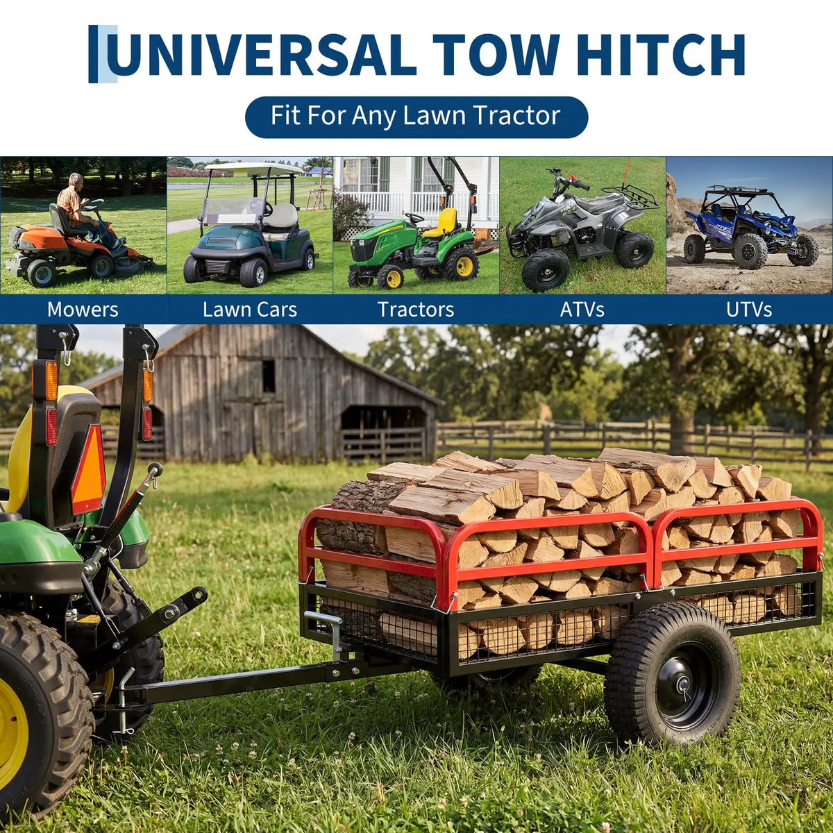 HiMISS Heavy Duty Steel Dump Trailer Cart for ATV UTV